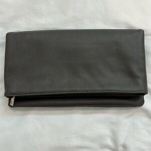 Gray leather material clutch